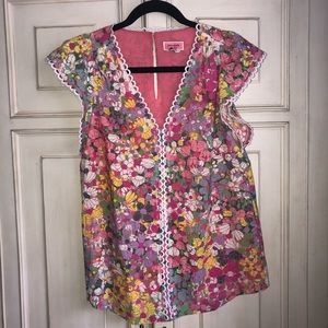 Floral dots burnout top